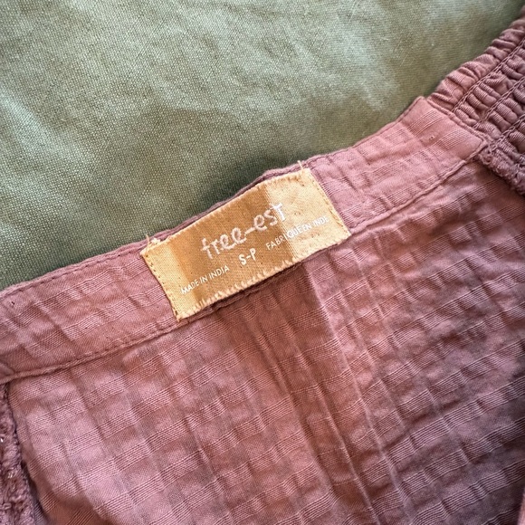 Free People Free-est Drew Pucker Check Skirt Set in plum dust Small - Picture 4 of 8